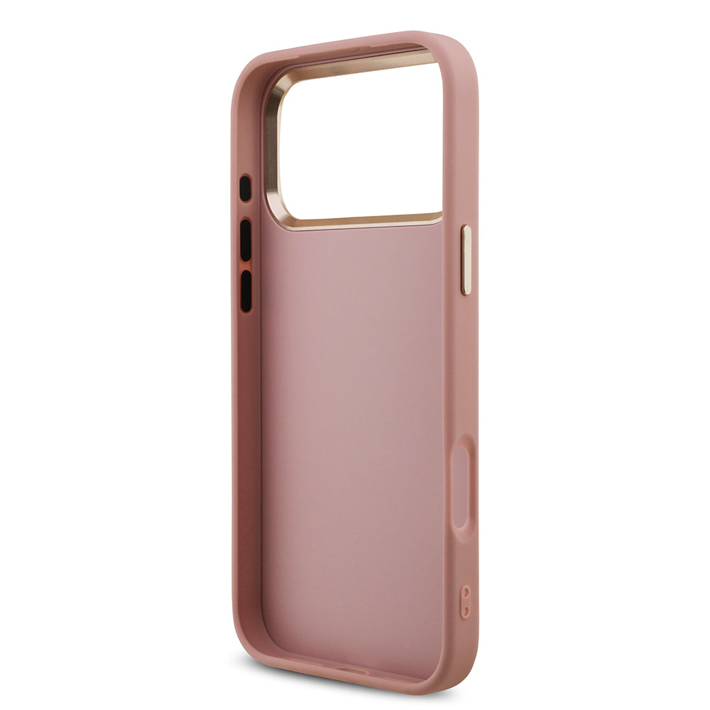 Apple iPhone 17 Pro Max Kılıf Guess Orjinal Lisanslı 4G Büyük Metal Kamera Çerçeveli ve Logolu Glitter Kapak Gold