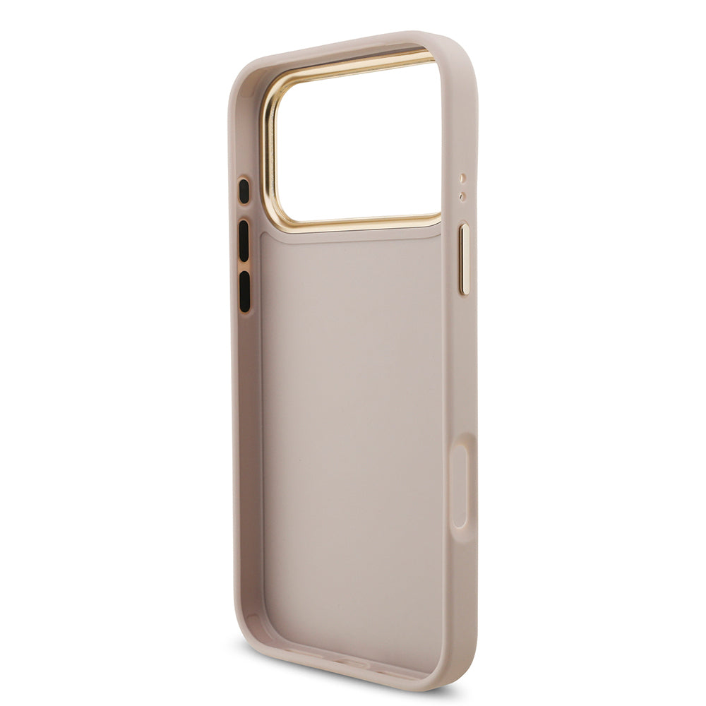 Apple iPhone 17 Pro Max Kılıf Guess Orjinal Lisanslı 4G Büyük Metal Logolu Kalın Askılı Kapak Pembe