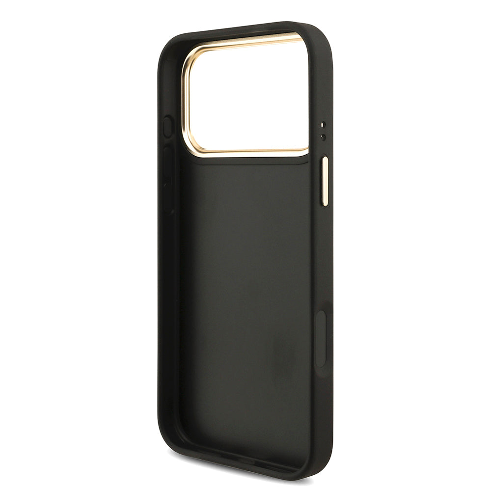 Apple iPhone 17 Pro Max Kılıf Guess Orjinal Lisanslı 4G Büyük Metal Logolu Kalın Askılı Kapak Siyah