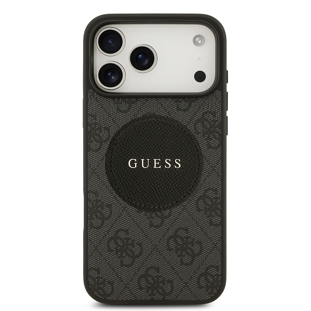 Apple iPhone 17 Pro Max Kılıf Guess Orjinal Lisanslı M-safe Şarj Özellikli Yazı Logolu Circle Classic Kapak Pembe