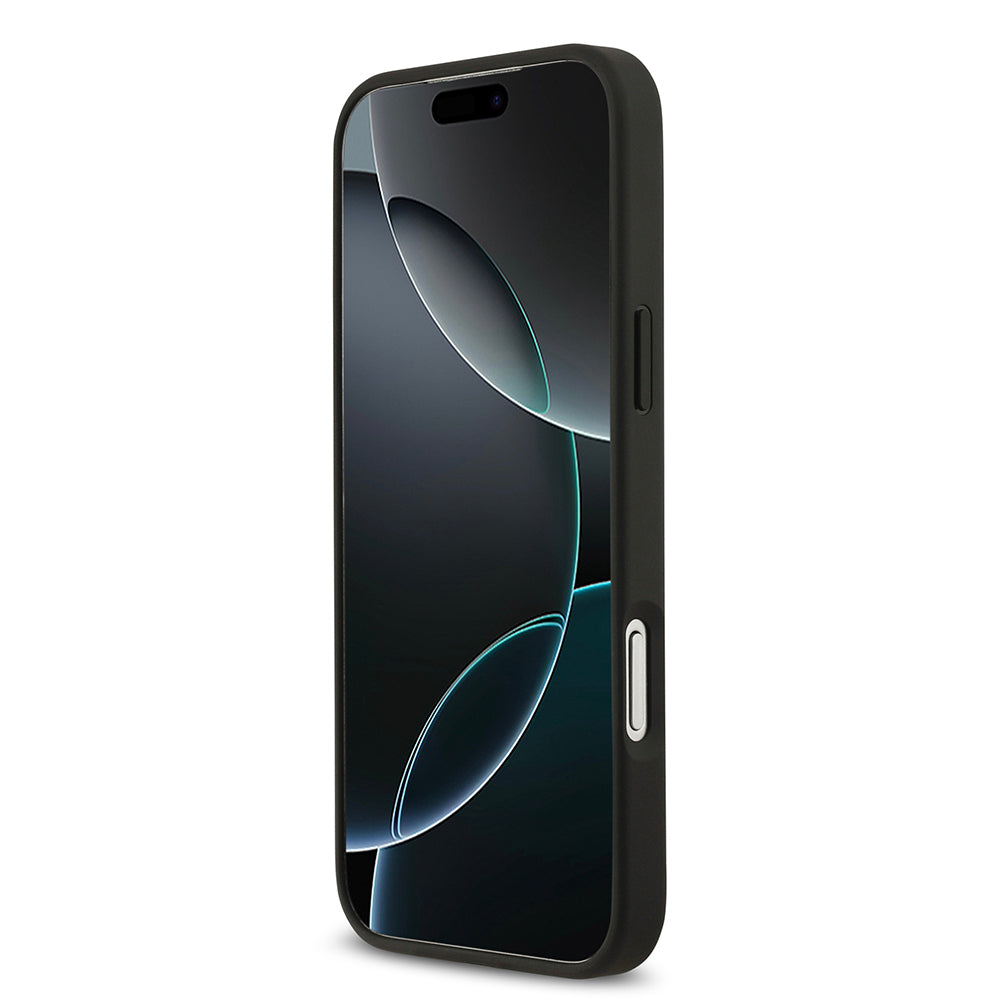 Apple iPhone 17 Pro Max Kılıf Lacoste Orjinal Lisanslı M-safe Şarj Özellikli PU Deri Tasarımlı Kartlıklı Karışık Monogram Desenli Kapak Siyah