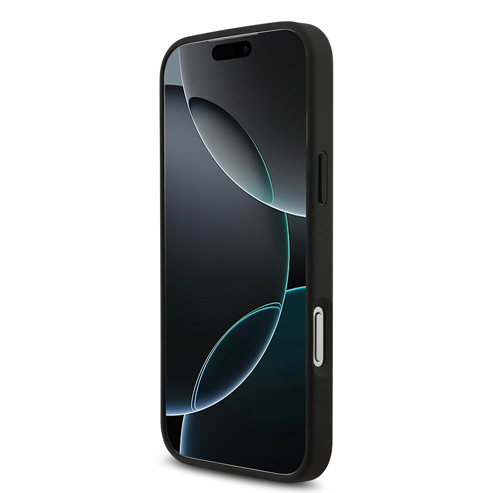 Apple iPhone 17 Pro Max Kılıf Lacoste Orjinal Lisanslı M-safe Şarj Özellikli PU Deri Tasarımlı Metal Logolu Kapak Siyah