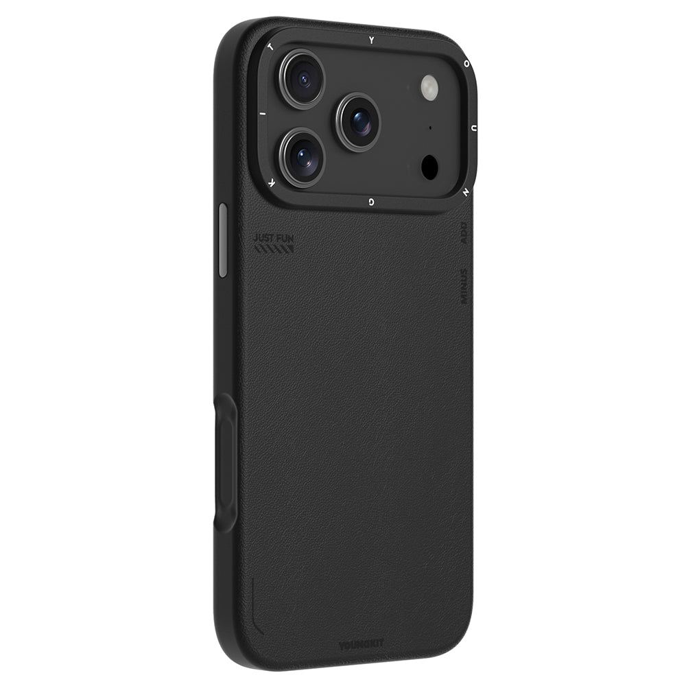 Apple iPhone 17 Pro Max Kılıf M-safe Şarj Özellikli Basit Mat Deri Desenli Youngkit Tech Fashion Serisi Kapak Kahverengi