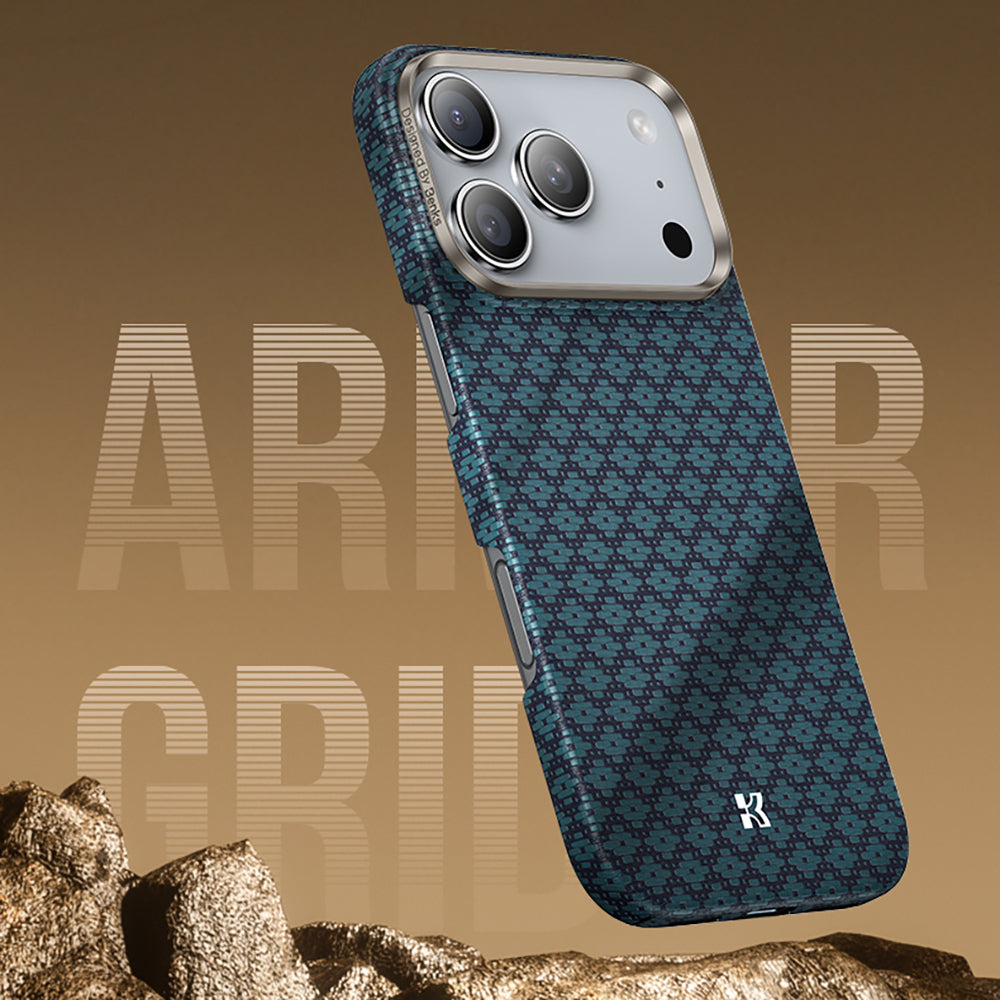 Apple iPhone 17 Pro Max Kılıf M-Safe Şarj Özellikli Benks ArmorAir ArmorGrid Serisi Kevlar Kapak Turuncu