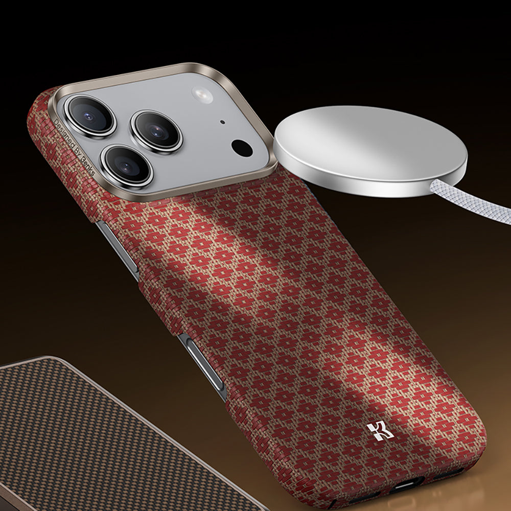 Apple iPhone 17 Pro Max Kılıf M-Safe Şarj Özellikli Benks ArmorAir ArmorGrid Serisi Kevlar Kapak Siyah