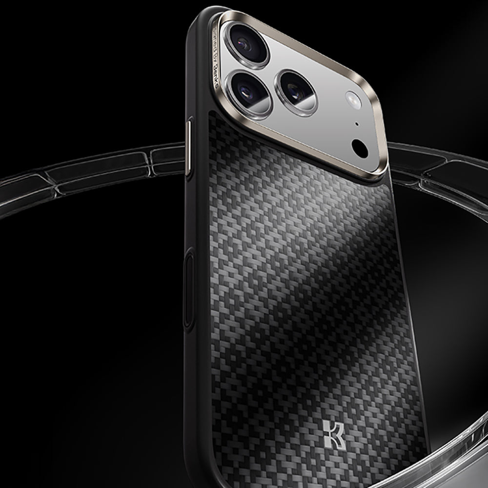 Apple iPhone 17 Pro Max Kılıf M-Safe Şarj Özellikli Benks ArmorPro ArmorGrid Serisi Kevlar Kapak Siyah