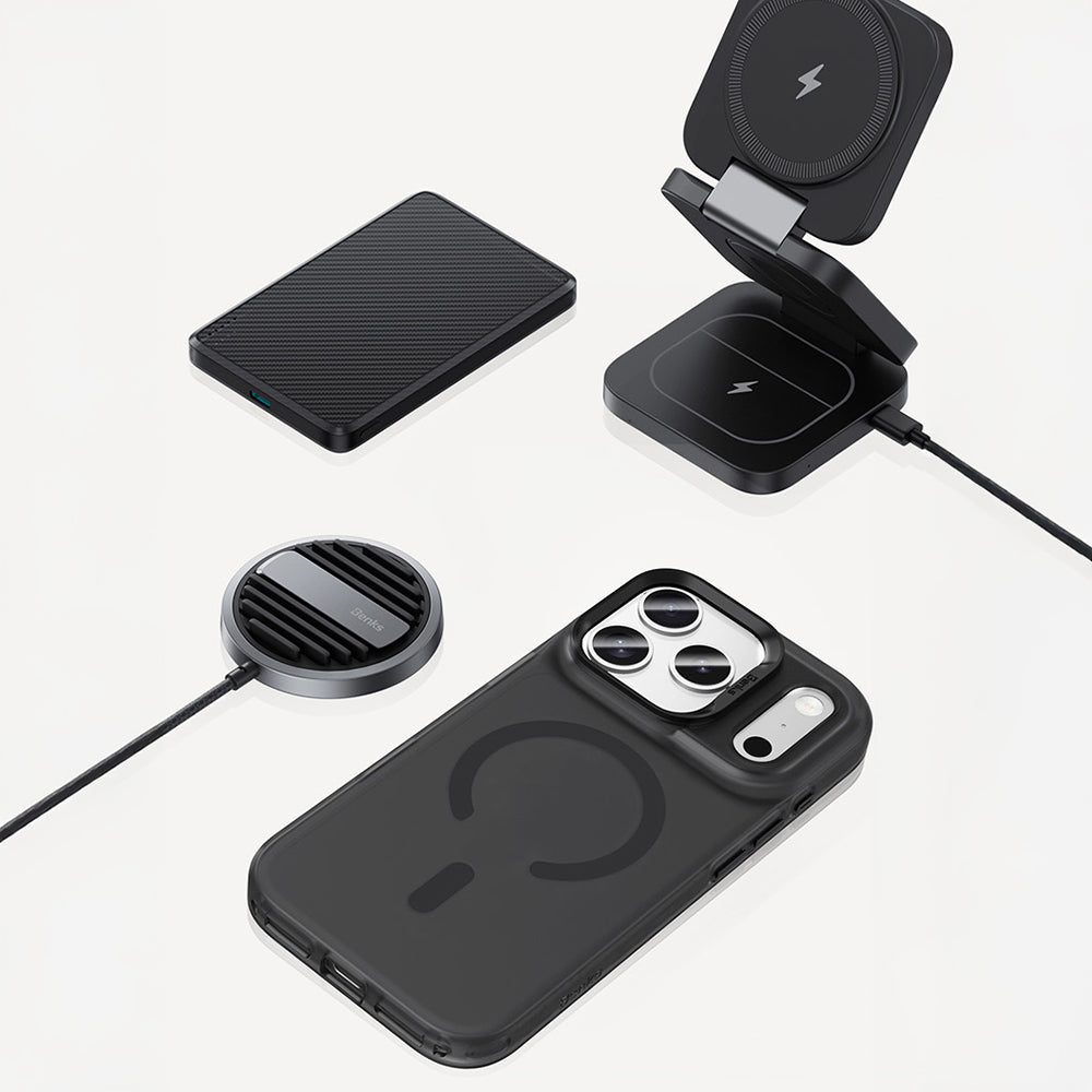 Apple iPhone 17 Pro Max Kılıf M-Safe Şarj Özellikli Benks C-Magnet Lucid Armor Kapak Mavi