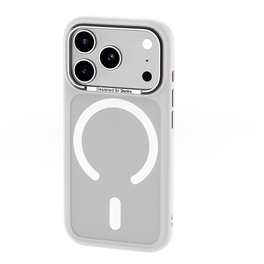 Apple iPhone 17 Pro Max Kılıf M-Safe Şarj Özellikli Benks Mist C-Magnet Kapak Beyaz