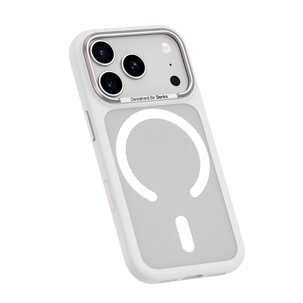Apple iPhone 17 Pro Max Kılıf M-Safe Şarj Özellikli Benks Mist C-Magnet Kapak Beyaz
