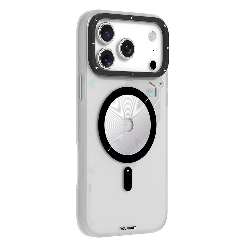 Apple iPhone 17 Pro Max Kılıf M-safe Şarj Özellikli Disk Desenli Youngkit Disc Battle Kapak Siyah