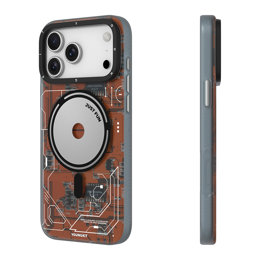 Apple iPhone 17 Pro Max Kılıf M-safe Şarj Özellikli Kamera Denetim Butonlu Youngkit Technology Serisi Kapak Siyah