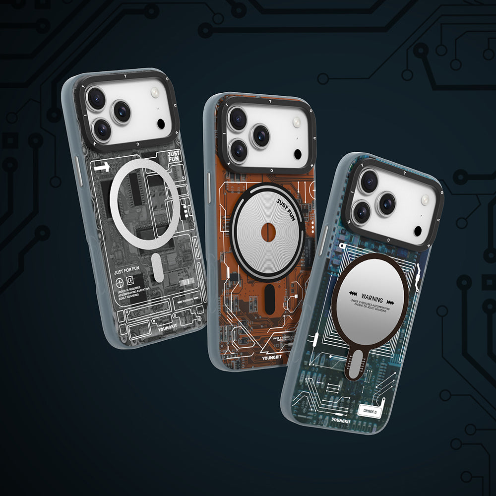 Apple iPhone 17 Pro Max Kılıf M-safe Şarj Özellikli Kamera Denetim Butonlu Youngkit Technology Serisi Kapak Siyah