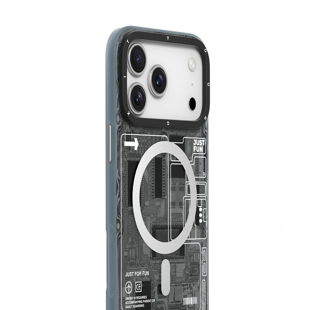 Apple iPhone 17 Pro Max Kılıf M-safe Şarj Özellikli Kamera Denetim Butonlu Youngkit Technology Serisi Kapak Mavi