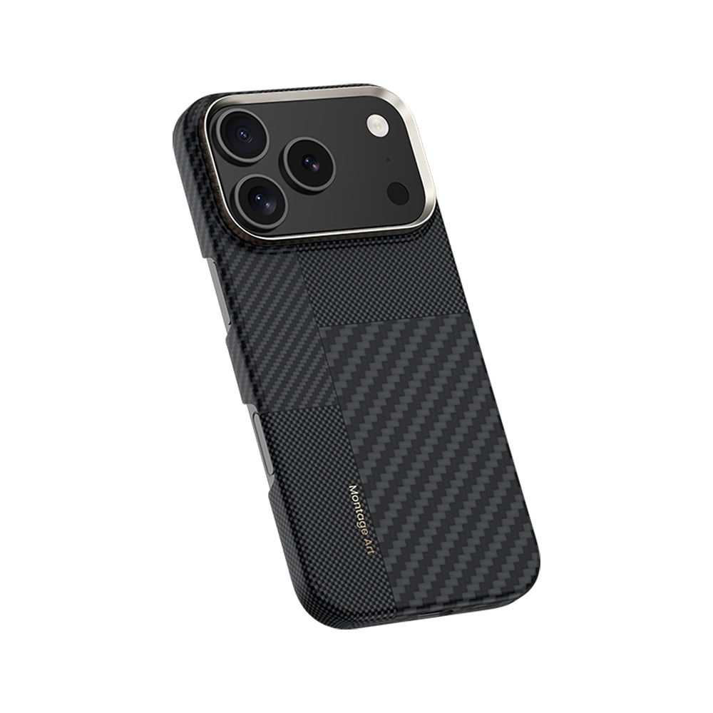 Apple iPhone 17 Pro Max Kılıf M-safe Şarj Özellikli Karbon Fiber Benks Montage ArmorAir Kevlar Kapak Siyah