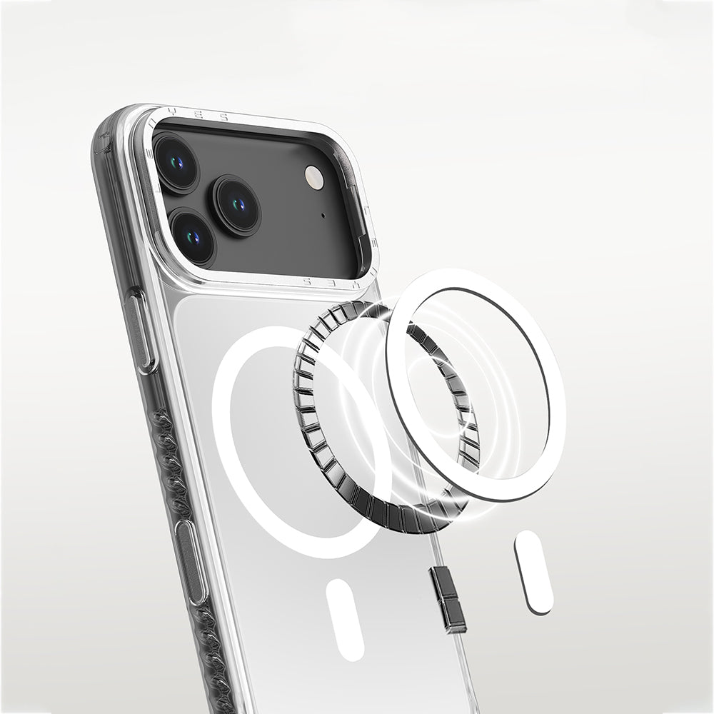 Apple iPhone 17 Pro Max Kılıf M-safe Şarj Özellikli Metal Kamera Çerçeveli Airbag Tasarımlı Lenyes CK221 Sert PC Kapak Turuncu