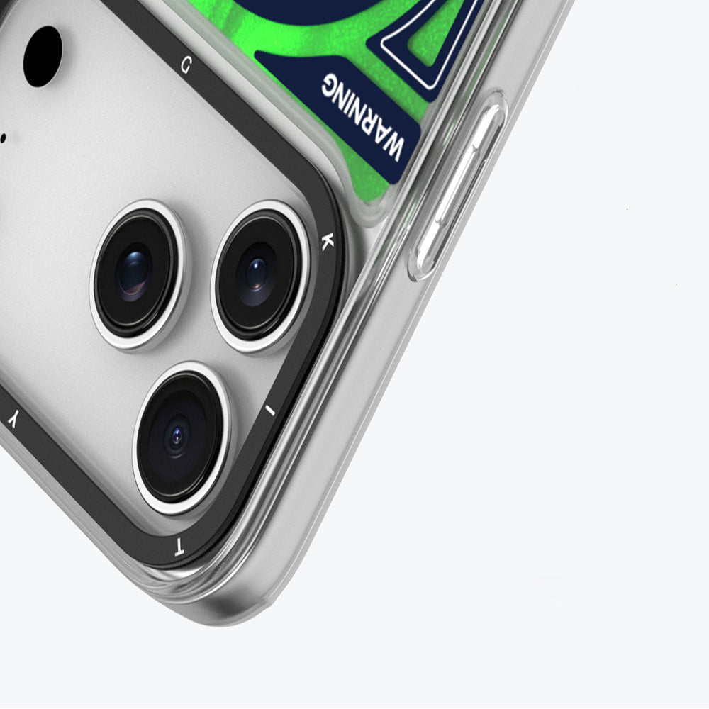 Apple iPhone 17 Pro Max Kılıf M-safe Şarj Özellikli Parlak Kumlu Sıvılı Tasarımlı Galaxy Fantasy Serisi Kapak Yeşil