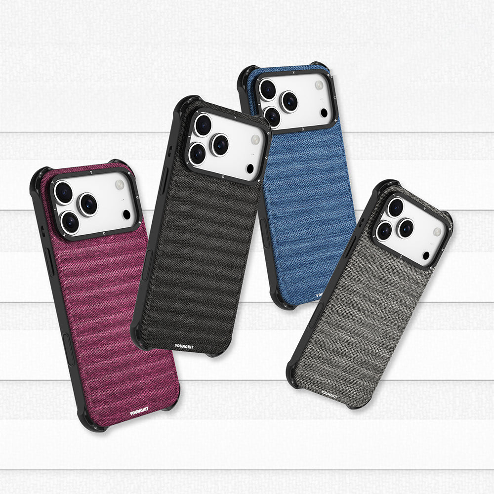 Apple iPhone 17 Pro Max Kılıf M-safe Şarj Özellikli Youngkit Canvas Serisi Kapak Mürdüm