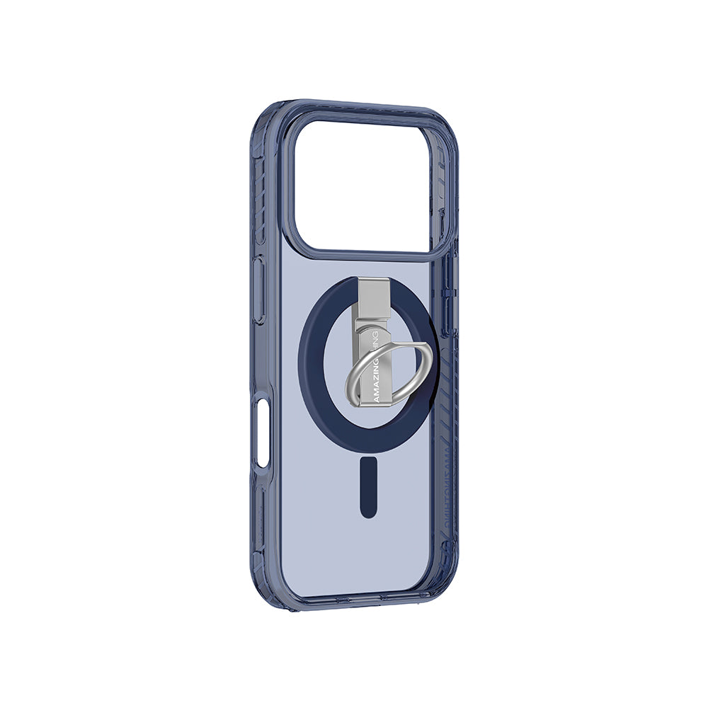 Apple iPhone 17 Pro Max Kılıf M-safe Şarj Özellikli Yüzük Standlı Amazingthing Titan Pro Serisi Kapak Turuncu