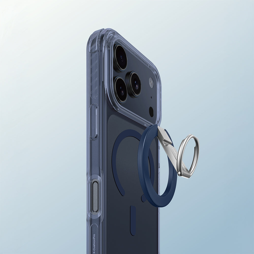 Apple iPhone 17 Pro Max Kılıf M-safe Şarj Özellikli Yüzük Standlı Amazingthing Titan Pro Serisi Kapak Mavi