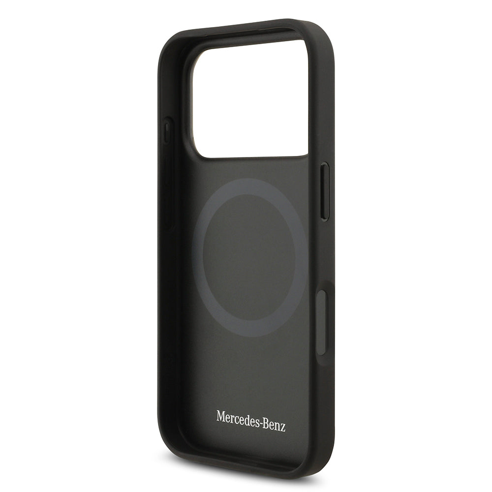 Apple iPhone 17 Pro Max Kılıf Mercedes Benz Orjinal Lisanslı M-safe Şarj Özellikli Hakiki Deri Nostaljik Yıldız Dizayn Kapak Siyah