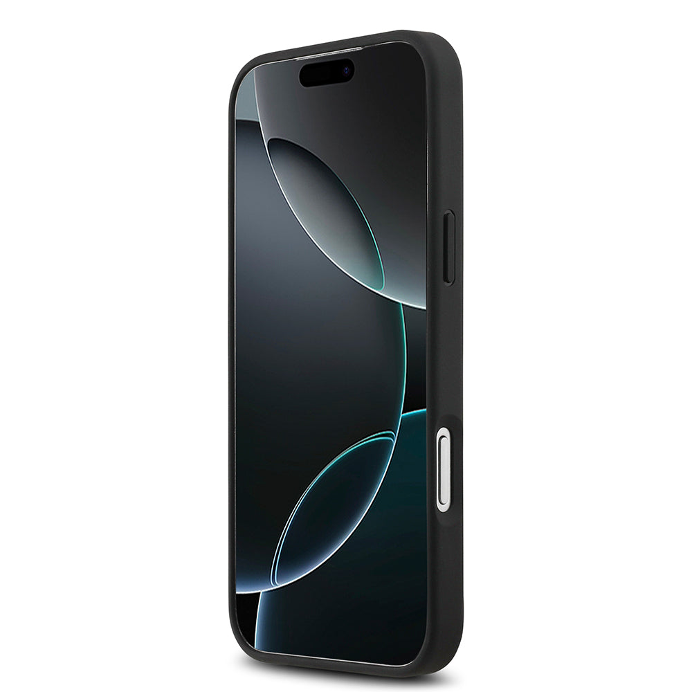 Apple iPhone 17 Pro Max Kılıf Mercedes Benz Orjinal Lisanslı M-safe Şarj Özellikli Şeritli Yıldız Desenli Metal Logolu Deri Kapak Lacivert