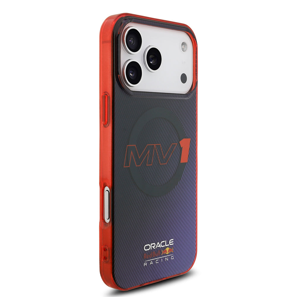 Apple iPhone 17 Pro Max Kılıf Redbull Orjinal Lisanslı M-safe Şarj Özellikli Çift Katmanlı Çizgi Desenli Sert PC MV Kapak Lacivert