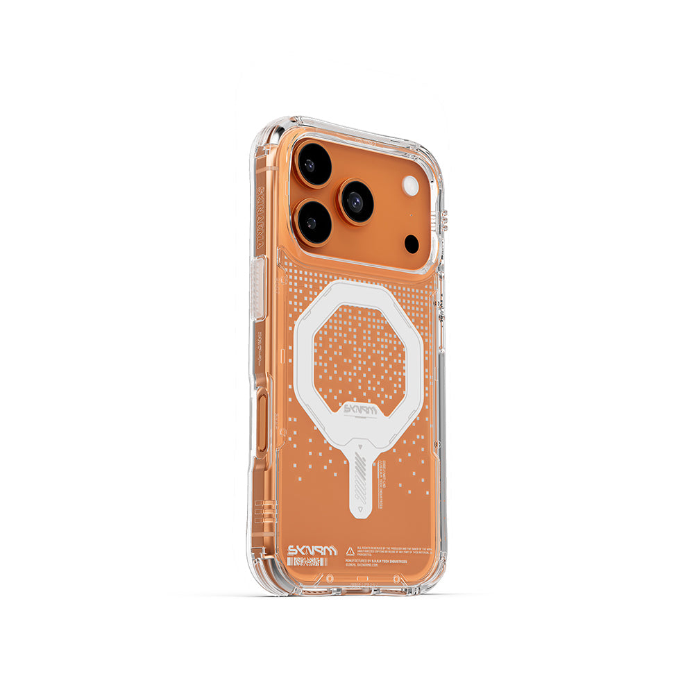 Apple iPhone 17 Pro Max Kılıf Skinarma M-Safe Şarj Özellikli IML Baskılı Holografik MYST Kapak Şeffaf