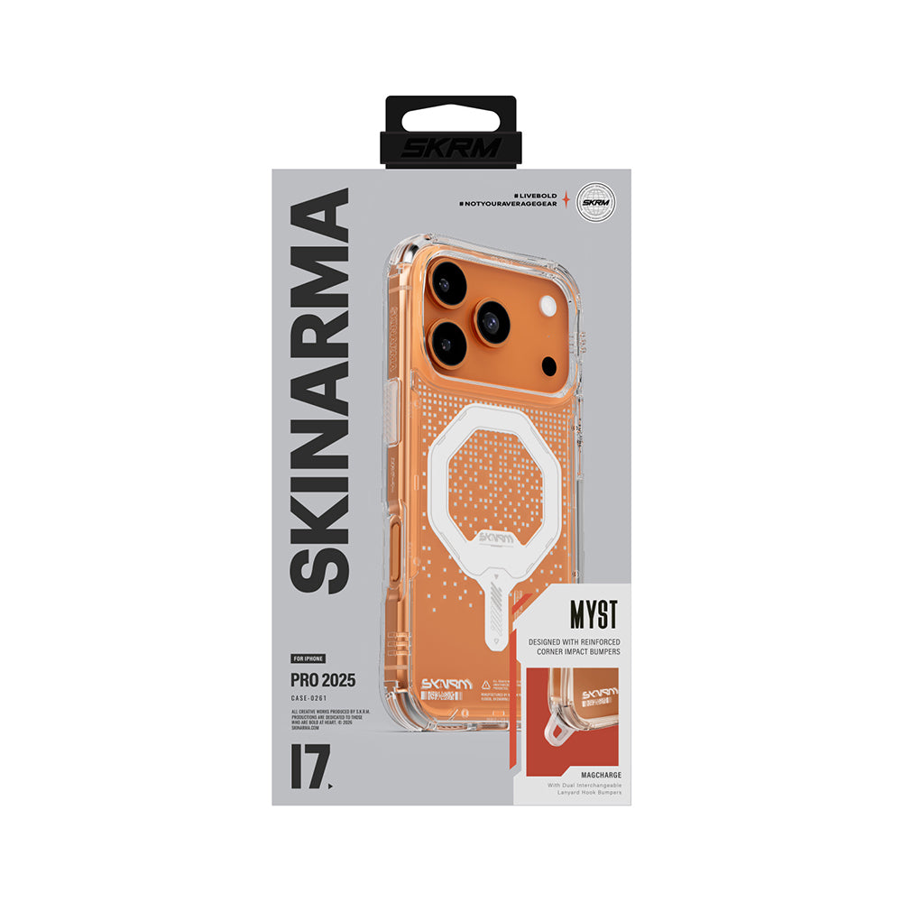 Apple iPhone 17 Pro Max Kılıf Skinarma M-Safe Şarj Özellikli IML Baskılı Holografik MYST Kapak Şeffaf
