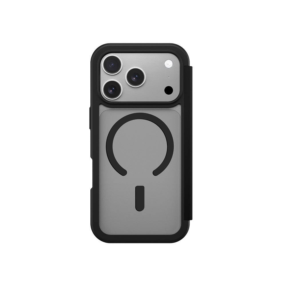 Apple iPhone 17 Pro Max PU Kartlıklı Kapaklı Amazingthing Glamour Foilo Serisi Kılıf Mavi