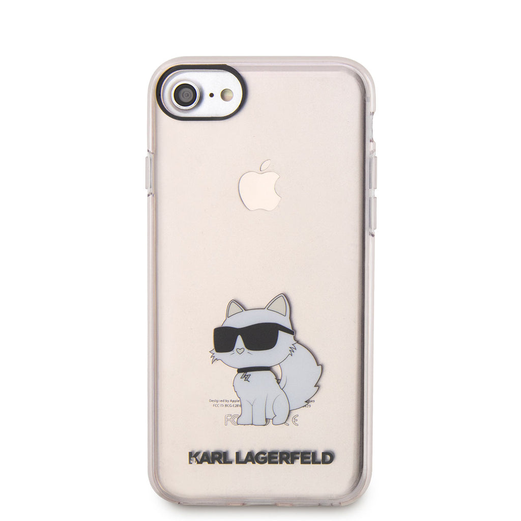Apple iPhone 8 Kılıf Karl Lagerfeld Transparan Choupette Dizayn Kapak Pembe