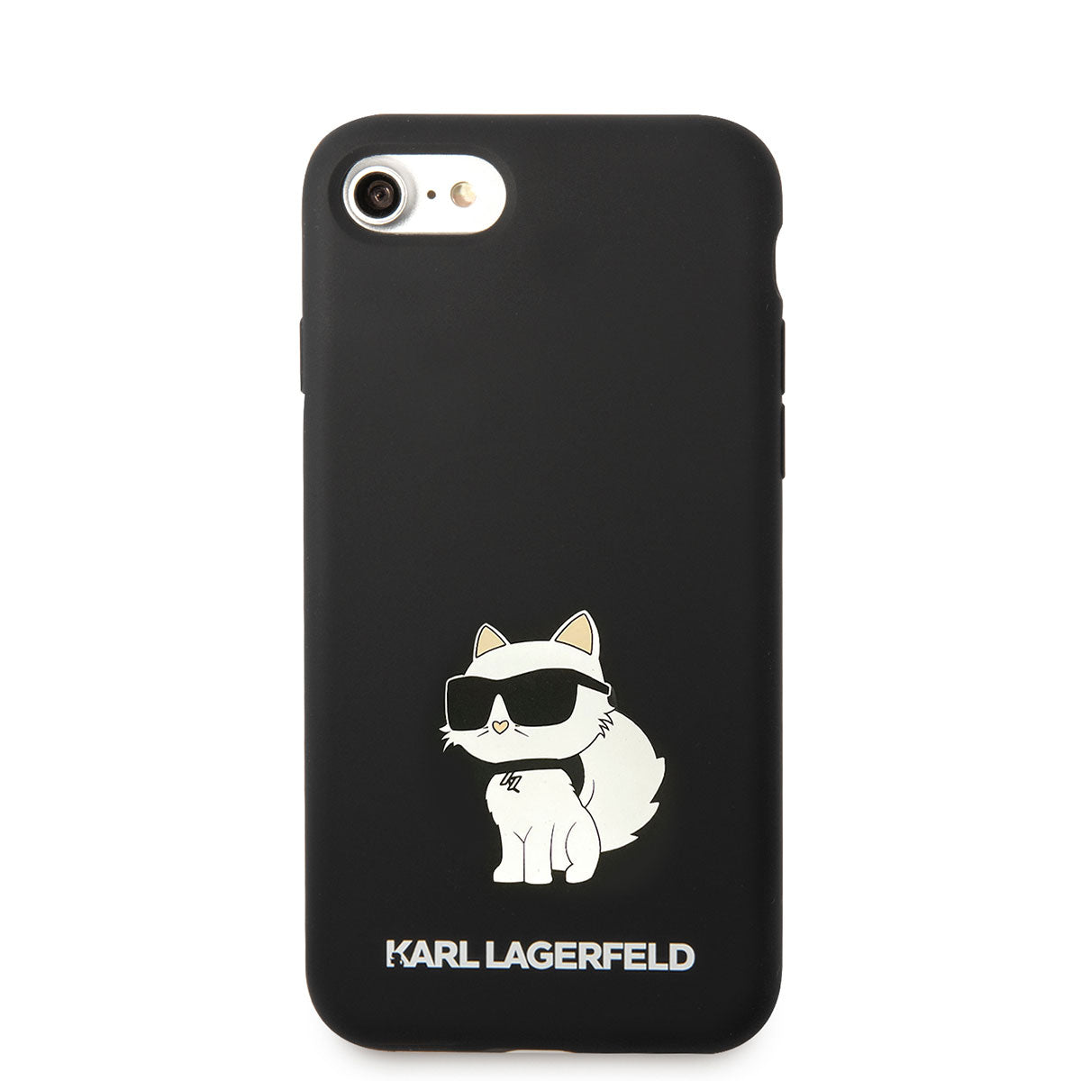 Apple iPhone SE 2020 Kılıf Karl Lagerfeld Silikon Choupette Dizayn Kapak Siyah