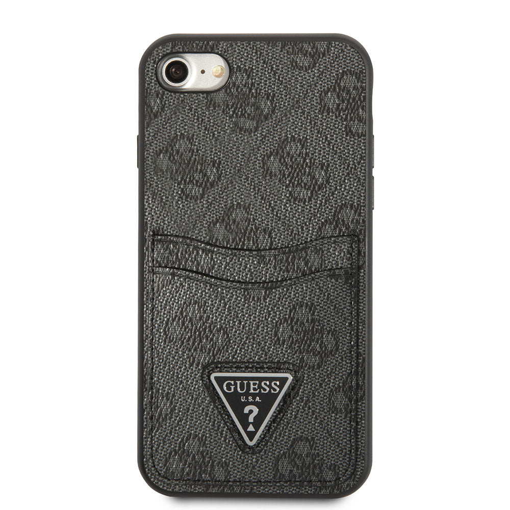 Apple iPhone SE 2022 Kılıf GUESS Çift Kart Bölmeli Kapak Siyah