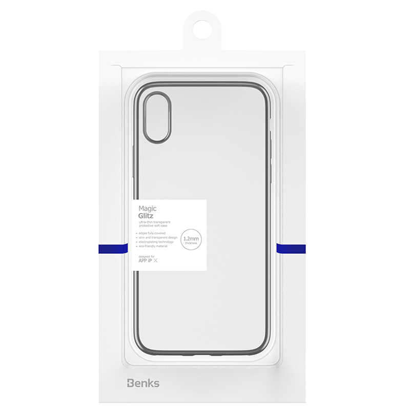 Apple iPhone X Benks Magic Glitz Ultra-Thin Transparent Protective Soft Kapak Siyah
