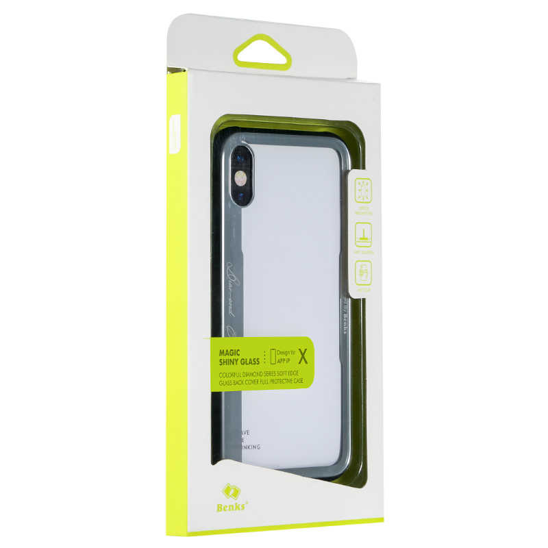 Apple iPhone X Kılıf Benks Shiny Glass Series Gümüş