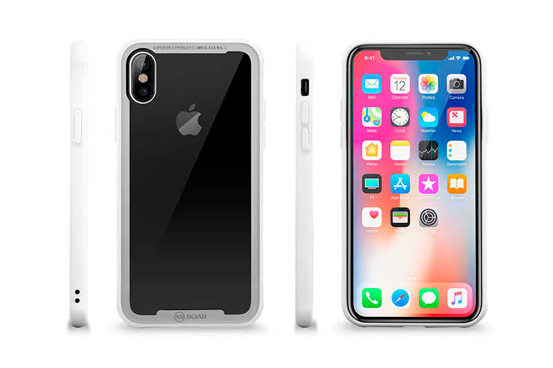 Apple iPhone X Kılıf Roar Glassoul Airframe Kapak Beyaz