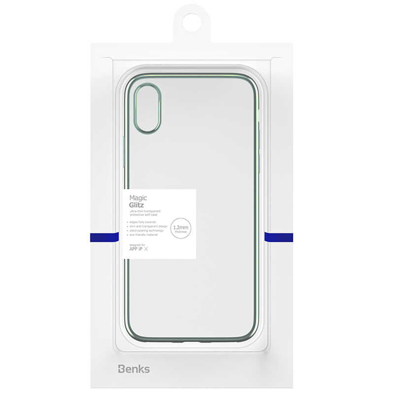 Apple iPhone XS 5.8 Benks Magic Glitz Ultra-Thin Transparent Protective Soft Kapak Koyu Yeşil