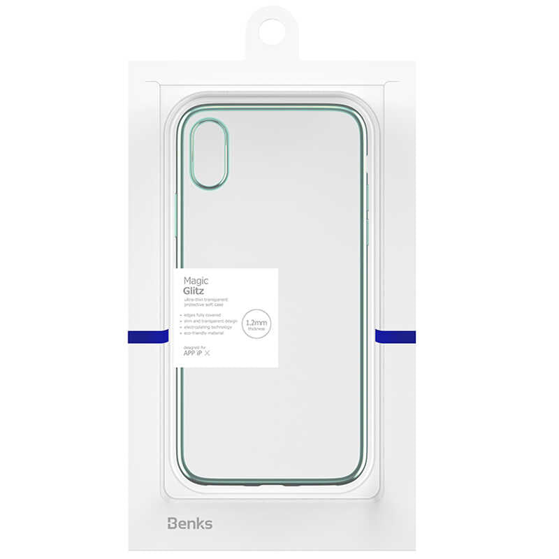 Apple iPhone XS 5.8 Benks Magic Glitz Ultra-Thin Transparent Protective Soft Kapak Yeşil