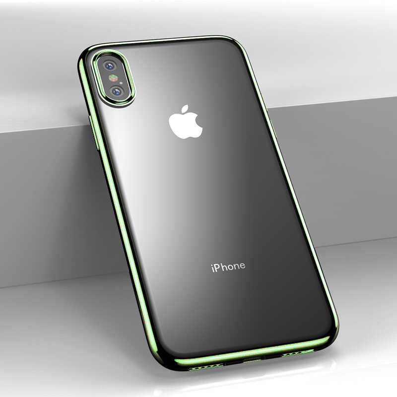 Apple iPhone XS 5.8 Benks Magic Glitz Ultra-Thin Transparent Protective Soft Kapak Koyu Yeşil