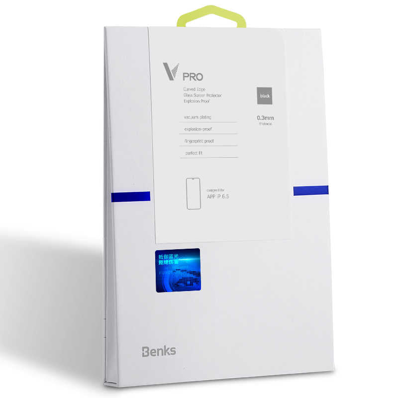 Apple iPhone XS Max 6.5 Benks 0.3mm V Pro Ekran Koruyucu Anti-Bluelight Siyah