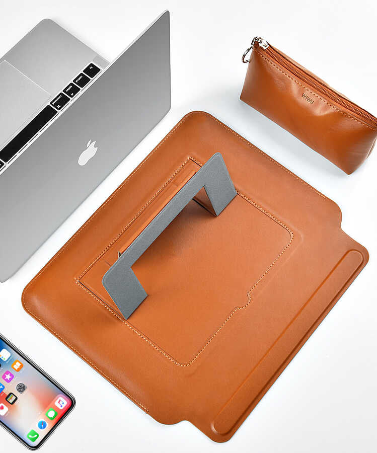 Apple Macbook 13.3' Air 2020 A2337 Wiwu Macbook Skin Pro Portable Stand Kılıf Mavi