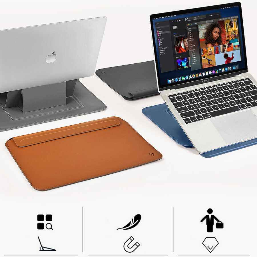 Apple Macbook 14.2' 2021 Wiwu Macbook Skin Pro Portable Stand Kılıf Siyah
