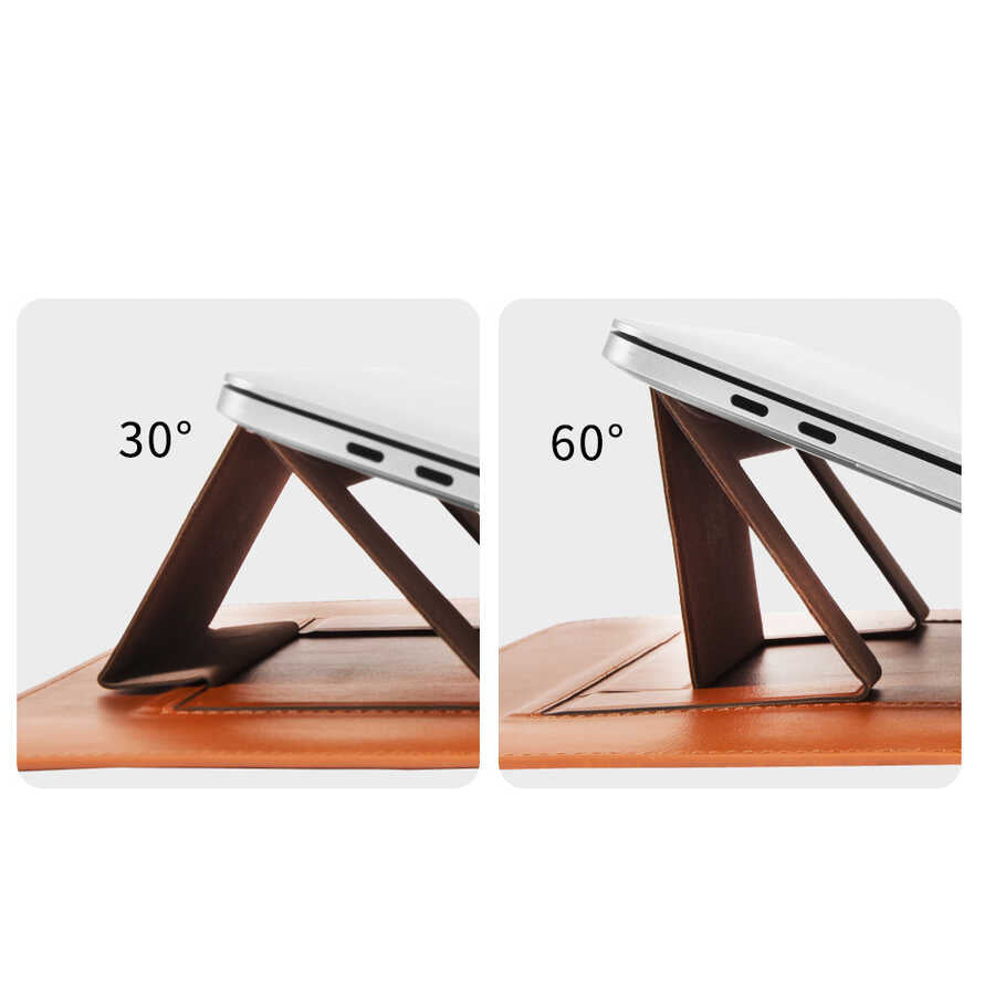Apple Macbook 14.2' 2021 Wiwu Macbook Skin Pro Portable Stand Kılıf Kahverengi