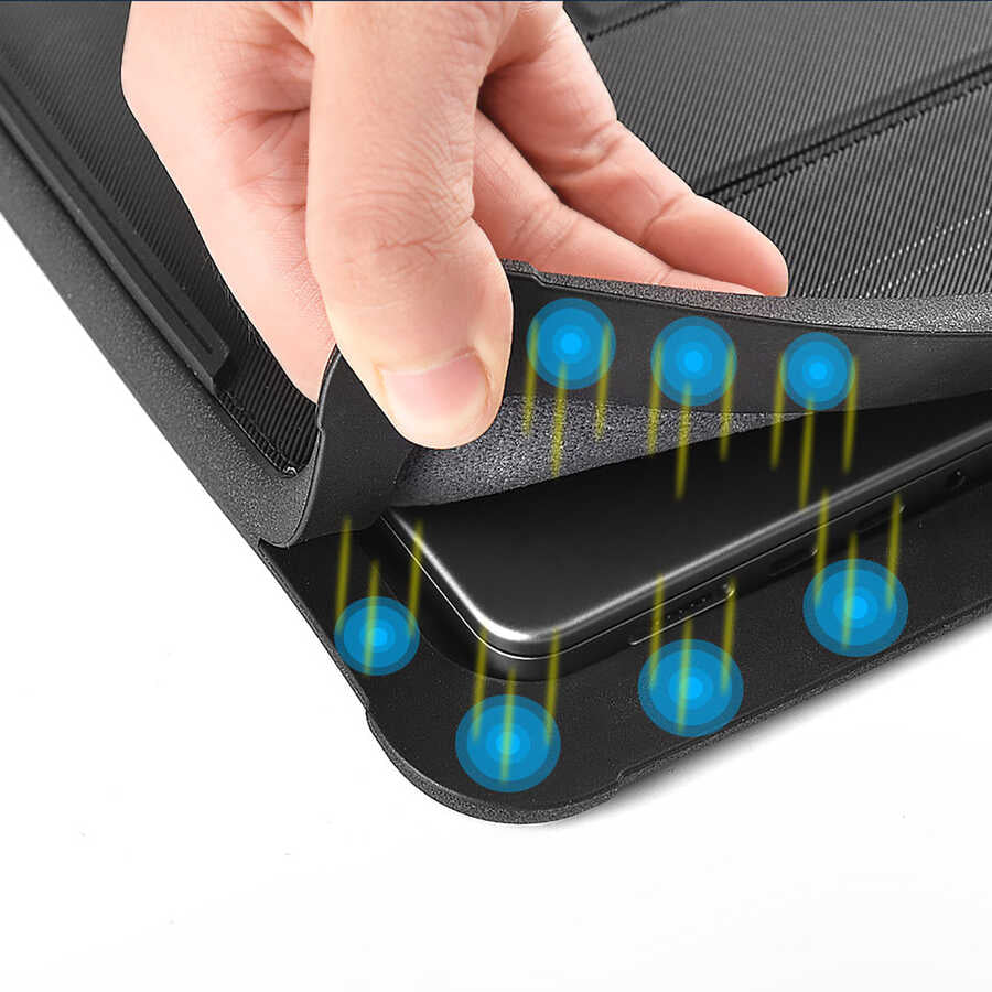Apple Macbook 16.2' 2021 Wiwu Defender Stand Case Taşınabilir Standlı Magnetik PU Laptop Çantası Siyah