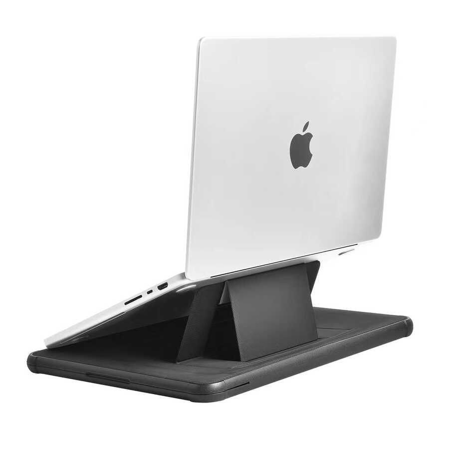 Apple Macbook Pro 16.2 2023 A2780 Wiwu Defender Stand Case Taşınabilir Standlı Magnetik PU Laptop Çantası Siyah
