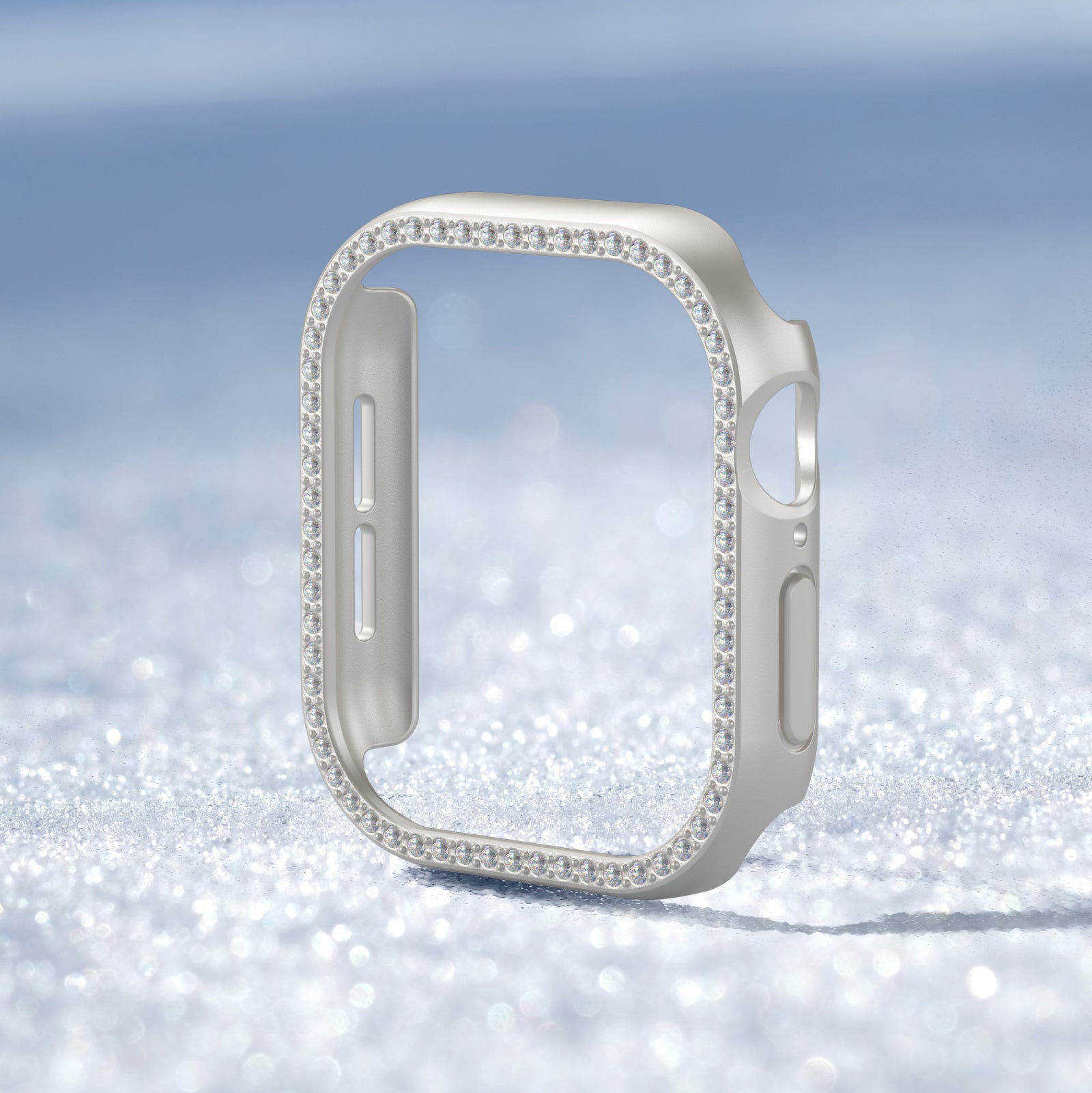 Apple Watch 10 46mm Amazingthing Gleam Fit FullGuard Taşlı Sert PC Kasa ve Ekran Koruyucu Şeffaf