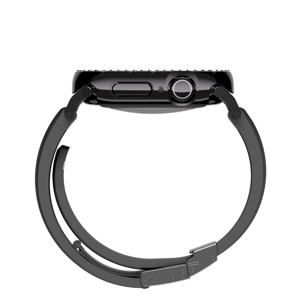 Apple Watch 10 46mm Amazingthing Gleam Fit FullGuard Taşlı Sert PC Kasa ve Ekran Koruyucu Starlight