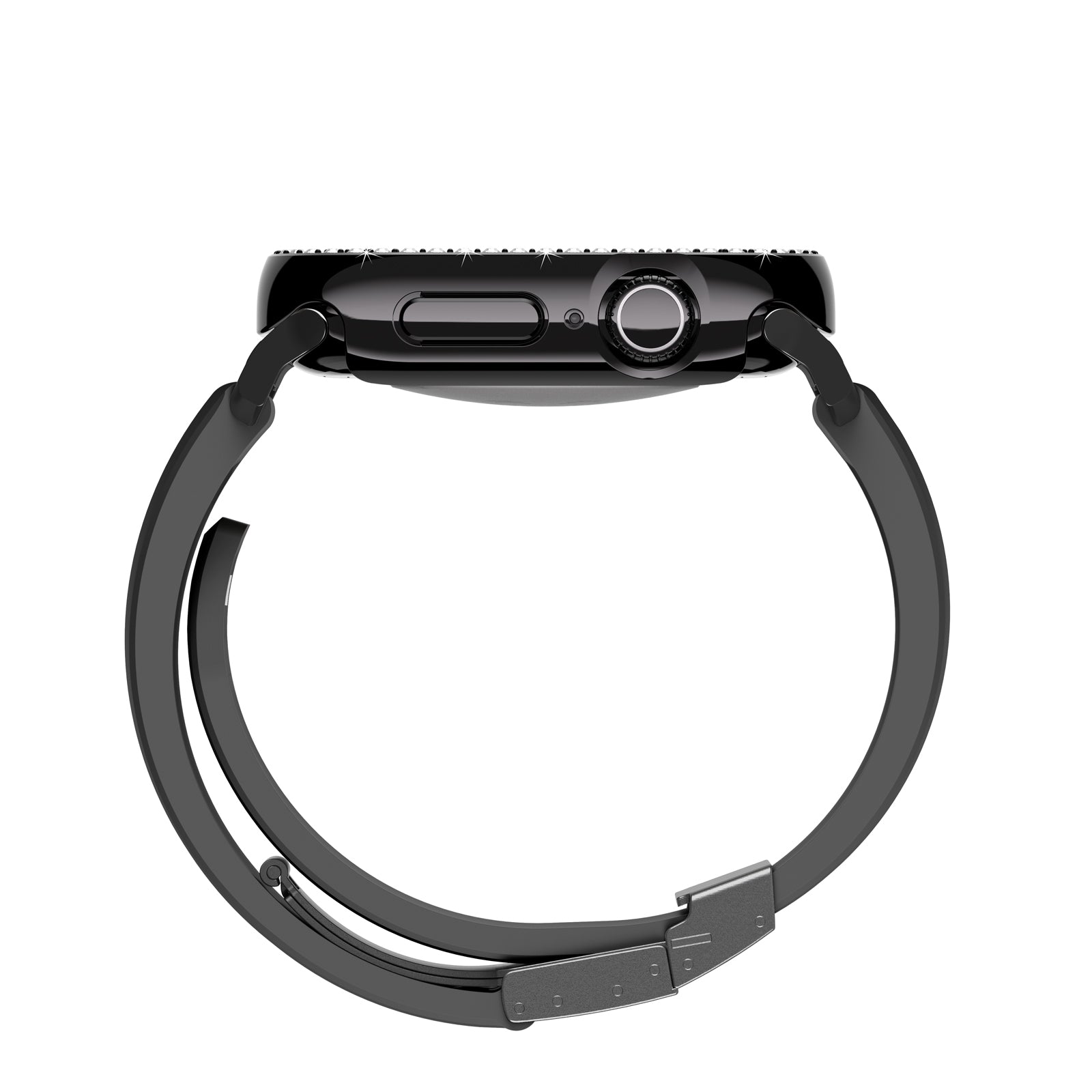 Apple Watch 10 46mm Amazingthing Gleam Fit FullGuard Taşlı Sert PC Kasa ve Ekran Koruyucu Şeffaf