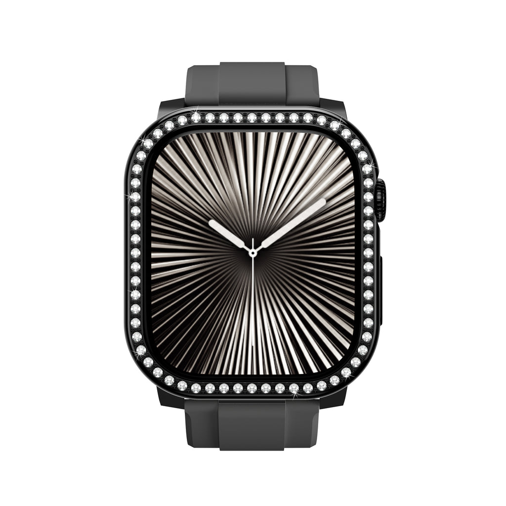 Apple Watch 10 46mm Amazingthing Gleam Fit FullGuard Taşlı Sert PC Kasa ve Ekran Koruyucu Şeffaf