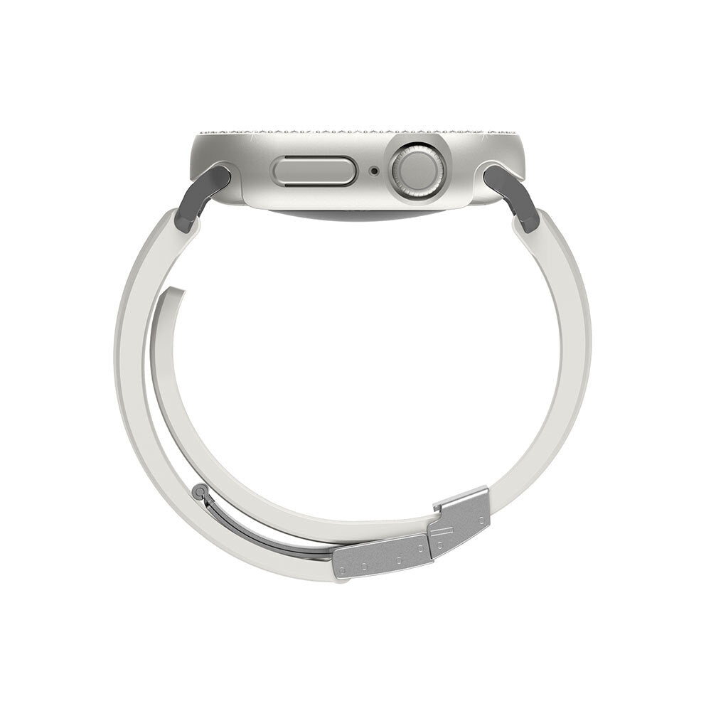 Apple Watch 10 46mm Amazingthing Gleam Fit FullGuard Taşlı Sert PC Kasa ve Ekran Koruyucu Starlight