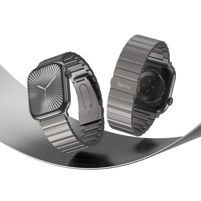Apple Watch 10 46mm Benks Aero Titan Serisi Titanyum Metal Kordon Titanyum